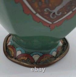 Antique Meiji Japanese Cloisonne Pheasant Dragon Vases 11 Tall- Read