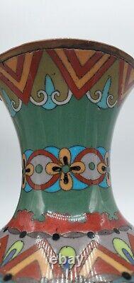 Antique Meiji Japanese Cloisonne Pheasant Dragon Vases 11 Tall- Read