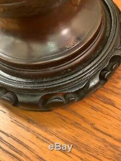 Antique Meiji Period 1890s Japanese Bronze High Relief Cloisonne Vase Table Lamp