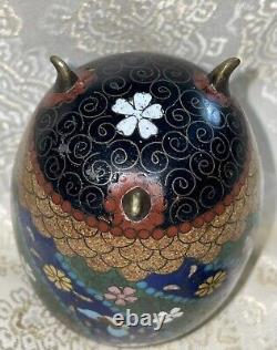 Antique Meiji Period JAPANESE CLOISONNÉ- Miniature Jar withlid