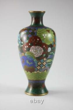 Antique Meiji Period Japanese Meiji Enamel Takehara Cloisonne Floral Vase