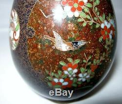 Antique Meiji Wired cloisonne vase Flowers and birds and butterfly diagram