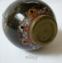 Antique Meiji Wired cloisonne vase Flowers and birds and butterfly diagram