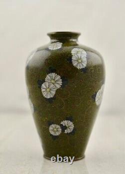 Antique Meiji-period Japanese Cloisonne floral goldstone vase attr. Namikawa