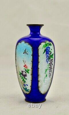 Antique Meiji-period Japanese Cloisonne ginbari silver vase attr. Kumeno Teitaro