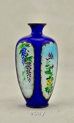 Antique Meiji-period Japanese Cloisonne ginbari silver vase attr. Kumeno Teitaro