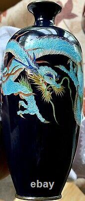 Antique Meji Era Extremely Fine Adachi Kinjiro Dragon Japanese Cloisonné Vase