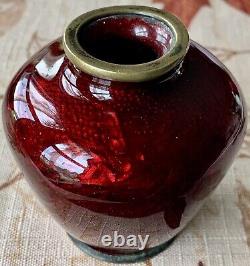 Antique Meji Era Extremely Fine Kumeno Teitaro Japanese Cloisonné Akasuke Vase