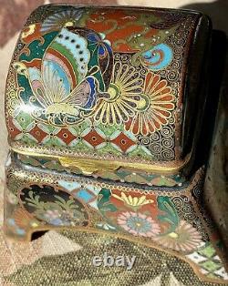 Antique Meji Era Extremely Fine Kyoto School Ota Japanese Cloisonne Inkwell Vase