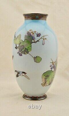 Antique Namikawa Sosuke 12 Meiji-Period Japanese Cloisonne enamel baluster vase