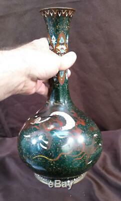 Antique Old Asian Dragon Cloisonne Vase Japanese or Chinese Oriental Art Japan