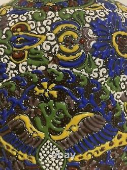 Antique Oriental Japanese Chinese Cloisonné Vase Enamel Brass Hand Decorated