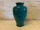 Antique Possibly Ando Japanese Silver Mounted Green Cloisonné Vase Floral Dec