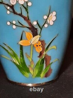 Antique SIGNED Tamura Japanese Cloisonne Vase Orchid & Dogwood circa 1920