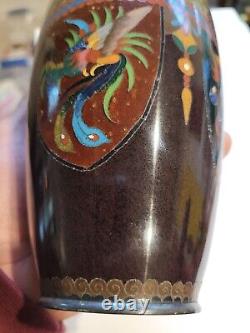 Antique VASE, Dragon Phoenix, Top Bottom Silver 6 Gorgeous