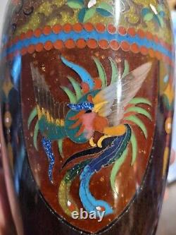 Antique VASE, Dragon Phoenix, Top Bottom Silver 6 Gorgeous