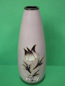 Antique Vintage Cloisonne Vase ANDO Lavender Floral 9.5