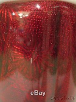 Antique Vintage Ginbari Cloisonne Vase Red Floral Design Fluted