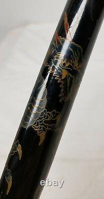 Antique Vintage Japanese Lacquer Cloisonne Dragon Cane As Is Damaged