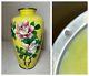Antique Signed Japanese Ando Handmade Yellow Enamel Silver Floral Cloisonné Vase