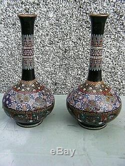 Antiquejapanese Cloisonne Vases Pair Meji Period