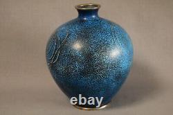 Artistic & Rare Japanese Cloisonné Enamel Vase with Pure Silver Wires & Rims 316