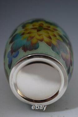 Authentic! Japanese Vintage Plique a Jour Enamel Vase Filled with Flowers 269
