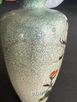 Beautiful Antique Japanese Bronze Silver Foil 3.5 Cloisonné Vase c. 1890