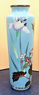 Beautiful Japanese Meiji Wire & Wireless Silver Wire Cloisonne Vase with Wasp