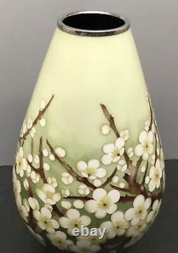 Beautiful Japanese Taisho Cloisonne Vase Apple Tree Blossoms
