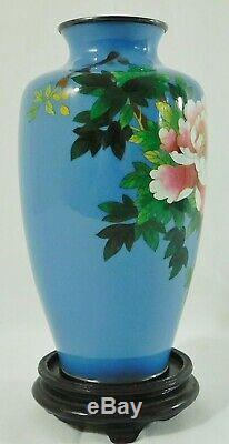 Beautiful Vintage 7.5 Blue ANDO Japanese Cloisonne Enamel Flower Vase
