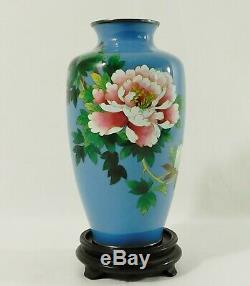 Beautiful Vintage 7.5 Blue ANDO Japanese Cloisonne Enamel Flower Vase