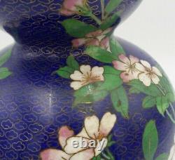 Beautiful Vintage Japanese Purple Double Gourd Cherry Blossom Cloisonne Vase