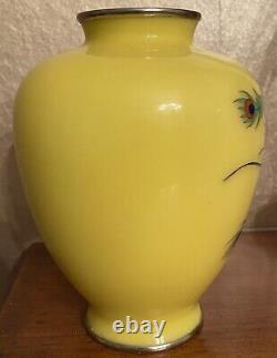 Beautiful Vintage Yellow Enamel Japanese Cloisonne Vase