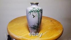 Bird & Bamboo Japanese Cloisonne Vase Enamel Vase 5 Inch