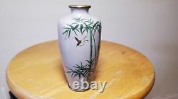 Bird & Bamboo Japanese Cloisonne Vase Enamel Vase 5 Inch