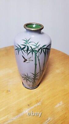 Bird & Bamboo Japanese Cloisonne Vase Enamel Vase 5 Inch