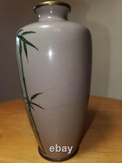 Bird & Bamboo Japanese Cloisonne Vase Enamel Vase 5 Inch