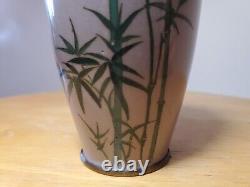 Bird & Bamboo Japanese Cloisonne Vase Enamel Vase 5 Inch