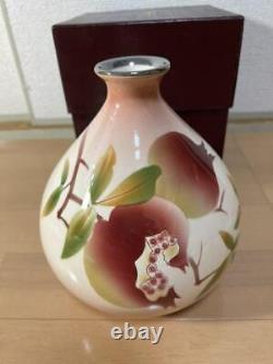 Black green enamel vase Arita ware Japanese Traditional Shippo