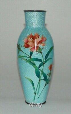 Bright Japanese Cloisonne Ginbari (Silver Foil) Cloisonne Vase by Ando PIB