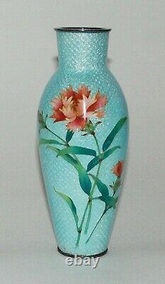 Bright Japanese Cloisonne Ginbari (Silver Foil) Cloisonne Vase by Ando PIB
