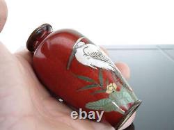 C1880 Miniature Japanese Meiji Cloisonne Vase with Egret