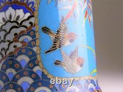 CLOISONNE BUTTERFLY BIRD FLOWER Pattern Vase 3.7 inch Japanese Antique MEIJI Era