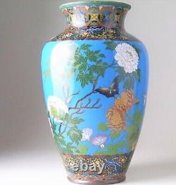 CLOISONNE BUTTERFLY DRAGONFLY FLOWER Vase Japanese Antique MEIJI Era Fine Art