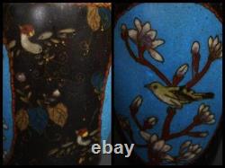 CLOISONNE BUTTERFLY FLOWER Pattern Vase 5.1 inch Japanese Antique MEIJI Old Art