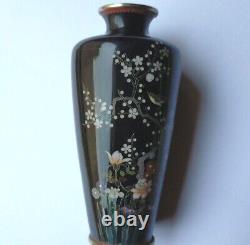 CLOISONNE CHERRY BLOSSOM Vase Signed by OTA TOSHIRO Japanese Antique MEIJI Era