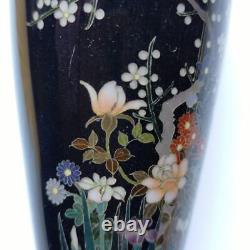 CLOISONNE CHERRY BLOSSOM Vase Signed by OTA TOSHIRO Japanese Antique MEIJI Era