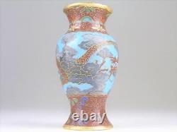 CLOISONNE DRAGON CLOUD Pattern Vase 3.9 inch MEIJI Era Japanese Antique Old Art