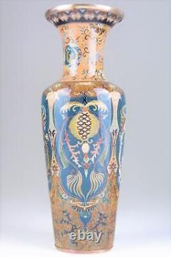 CLOISONNE DRAGON PHOENIX Pattern Vase 8.7 inch Japanese Antique MEIJI Era Art